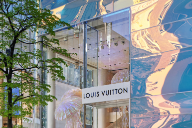 Exterior of the Louis Vuitton high-fashion store in the historic