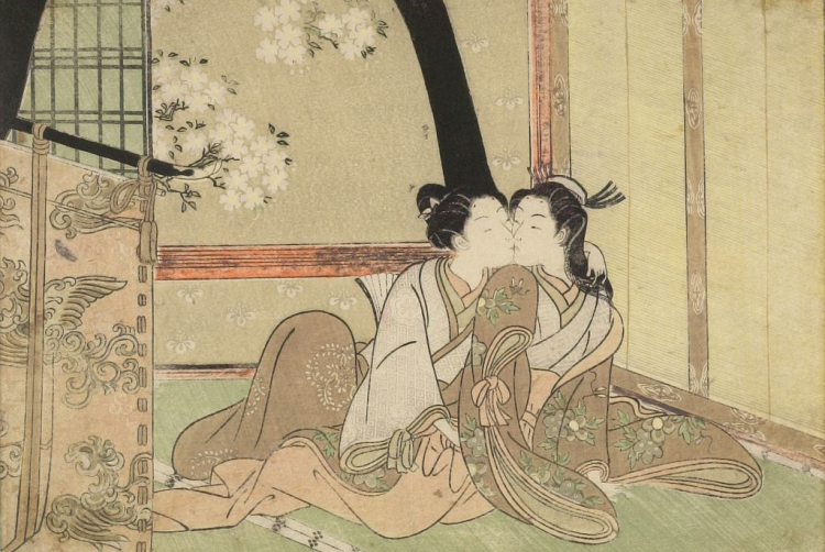 Suzuki-Harunobu-Title-Women-Embracing-in-a-Green-House-Edo-period-circa-1765-1770--750x502.jpeg