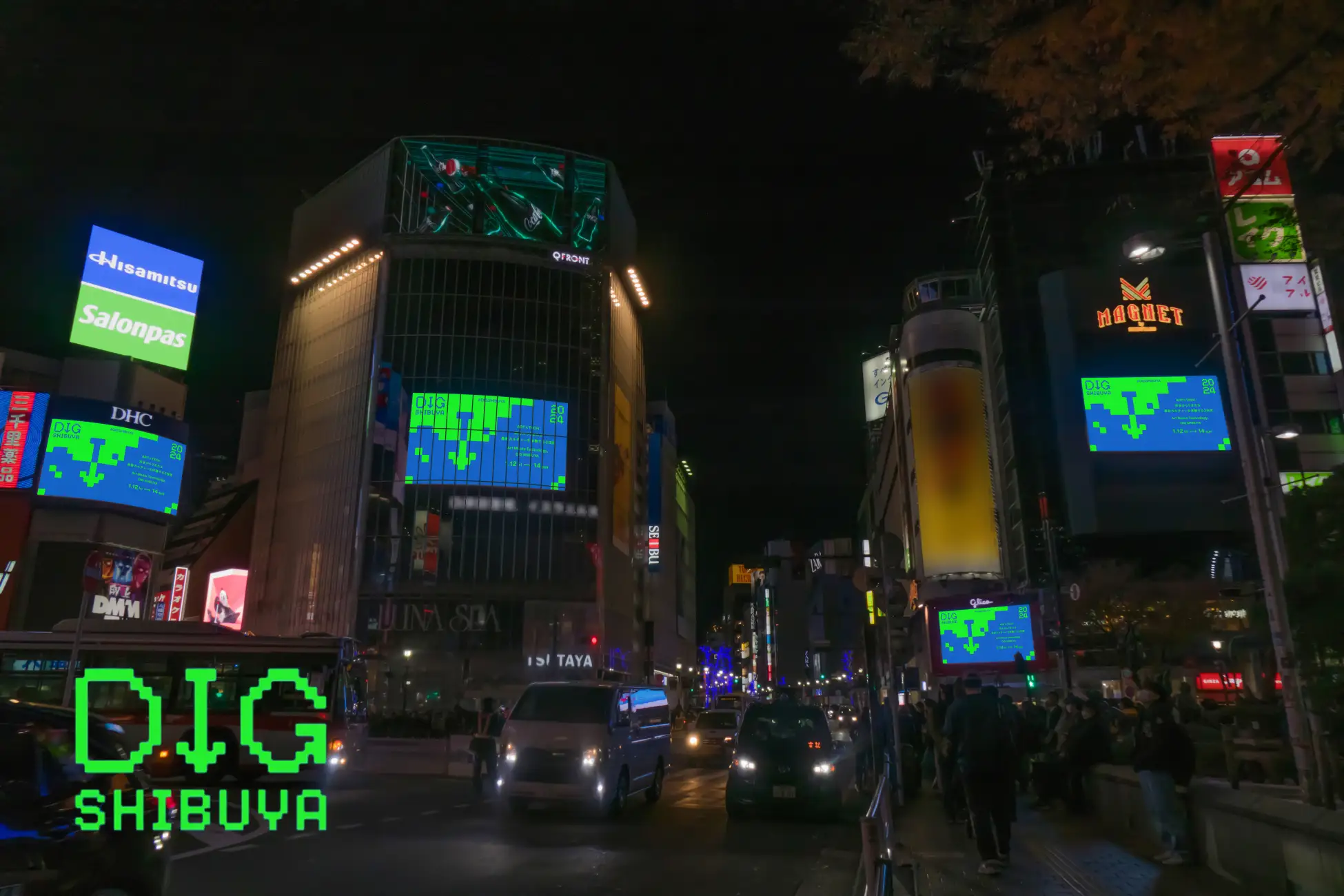 tokyo, shibuya crossing, art, night art, installation art, exhibition, outdoor