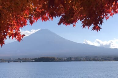 mount fuji in fall no snow