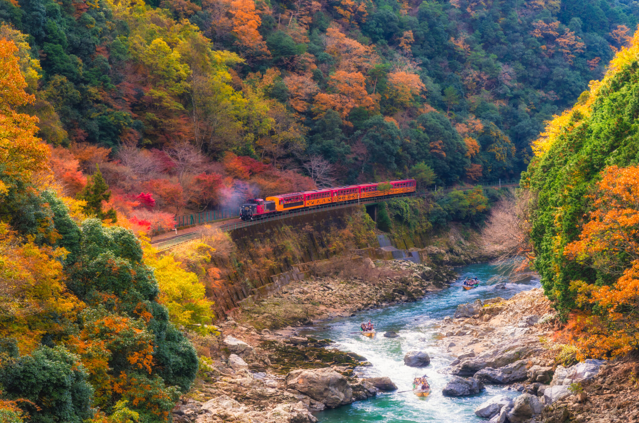 sagano romantic train arashiyama kyoto autumn night