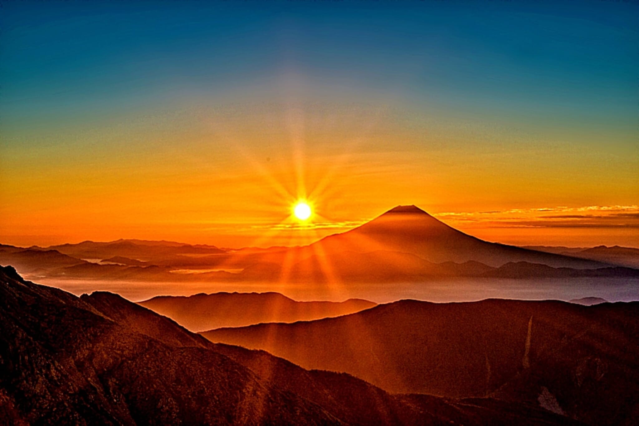 japan sunrise mountain