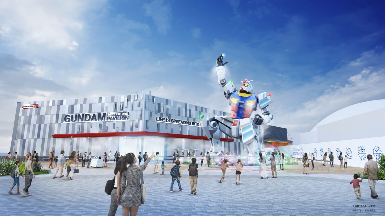 Concept art for the Gundam Next Future Pavilion